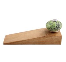 Green And Black Etched Ceramic Wooden Door Stopper
